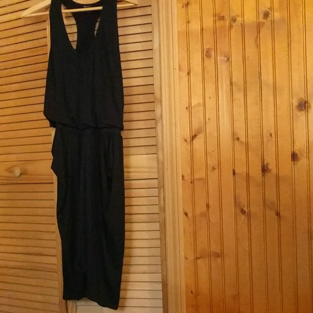 L.A. Made Black Cotton Knee Length Halter Dress -s